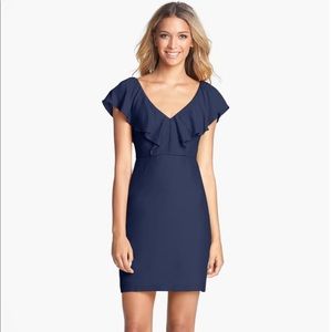 Jenny Yoo Gabby Ruffled Neckline Sheath Dress 8